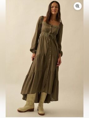 LIKE NEW Promesa Love Song Striped Button-Front Tiered Maxi Dress